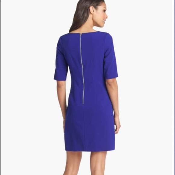 Tahari Seamed A Line half sleeve blue violet dress M 10 EUC - Picture 2 of 15